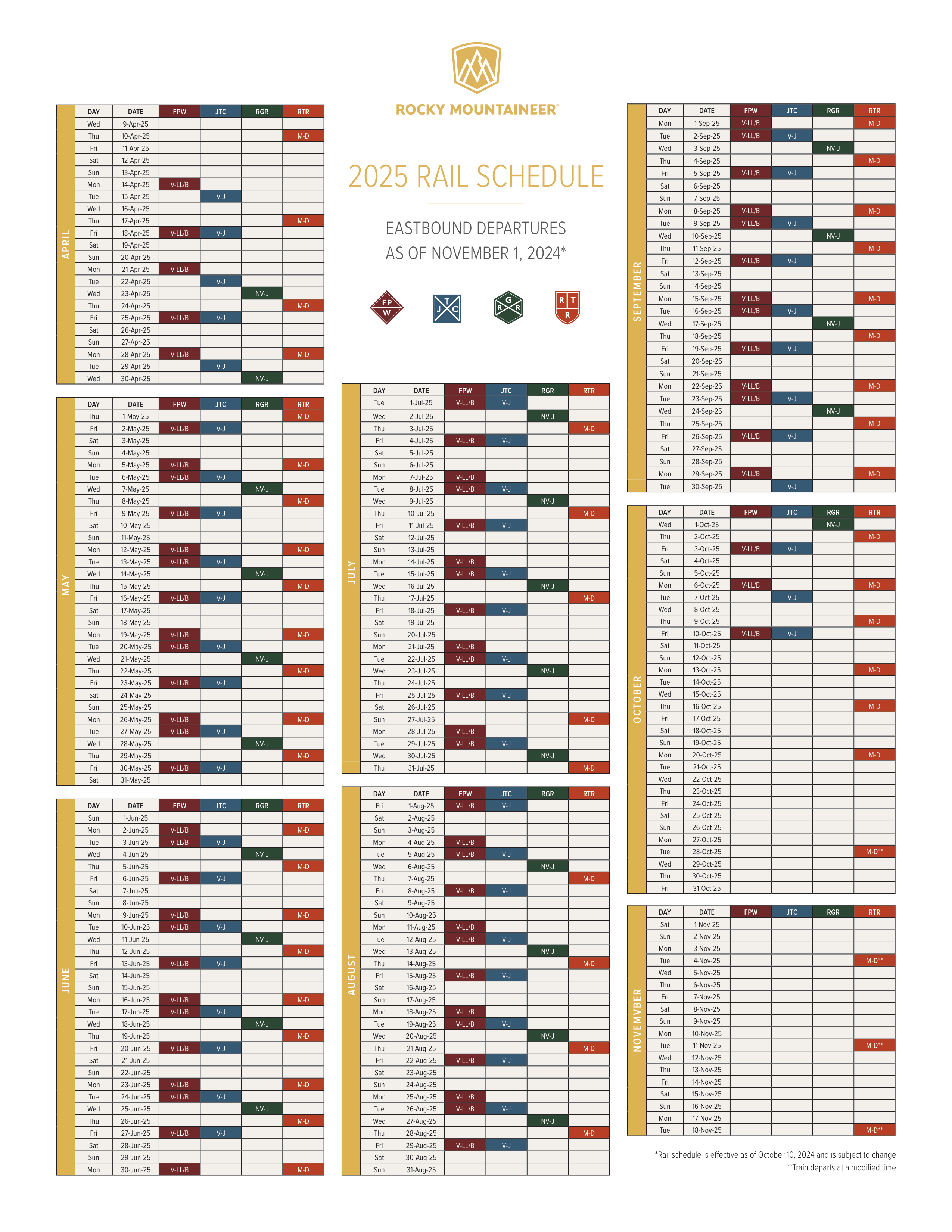 Network Rail Calendar.pdf 2025 Rail Schedule - All Rail Routes
